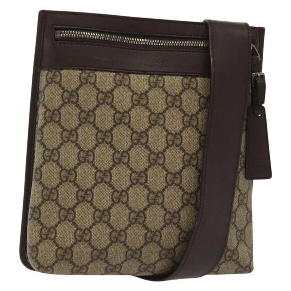 GUCCI GG Supreme Shoulder Bag PVC Beige Silver - Picture 1 of 16